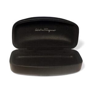 SALVATORE FERRAGAMO Sunglass Case Large Black Clamshell Hard Textured